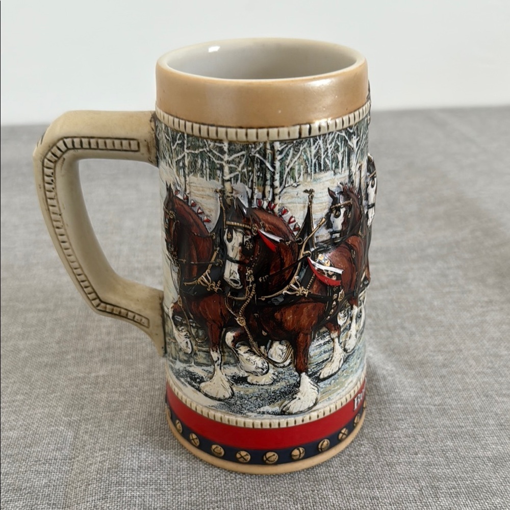 Budweiser 1988 collector series Ceramic Beer Stein with Horse Design